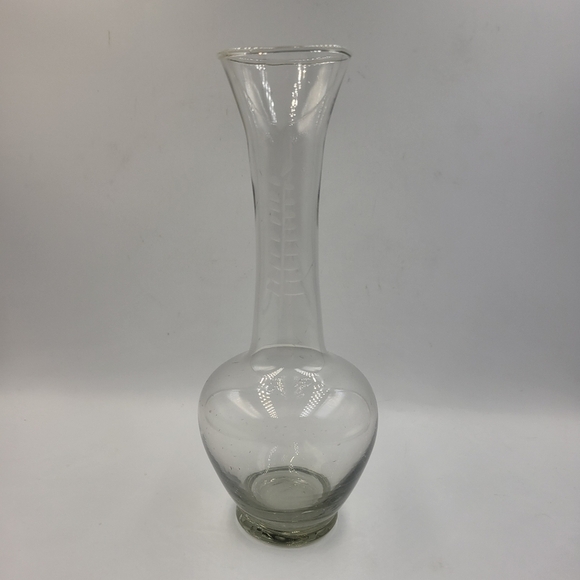Vintage Etched Clear Floral Vase - Picture 1 of 5